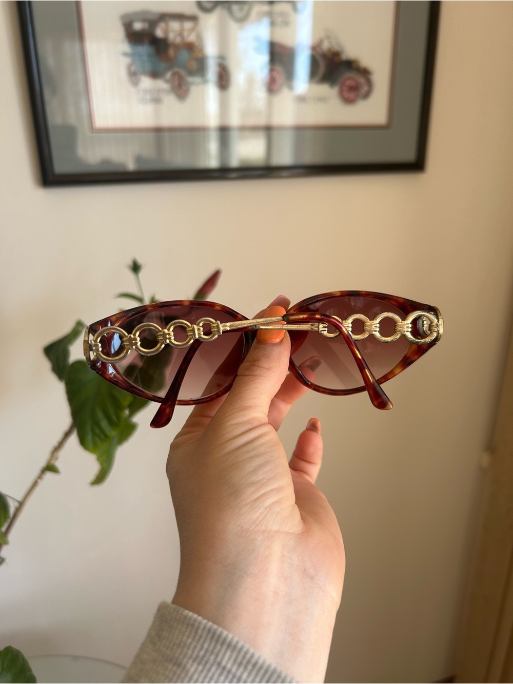 Tortoise Gold-Chain Fashion Sunglasses - Women